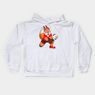 Fox at Volleyball Sports Kids Hoodie